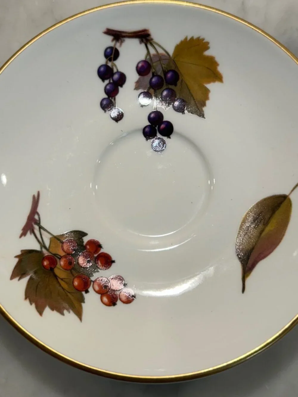Flat Demitasse Cup & Saucer Set Evesham Gold by Royal Worcester